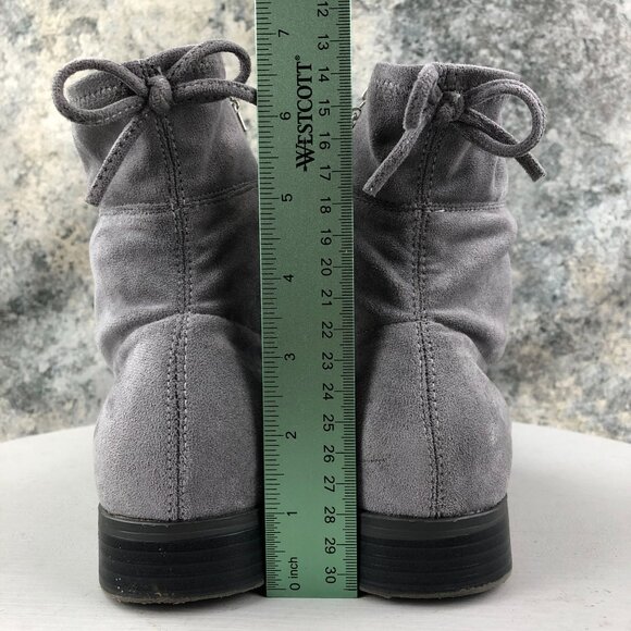 Stuart Weitzman Girl's Size 5 Lowland Mid Grey Faux Suede Side Zip Ankle Booties - Picture 7 of 13
